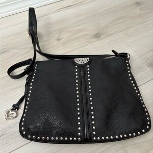 Black Brighton Rex Studded Leather Crossbody Bag
